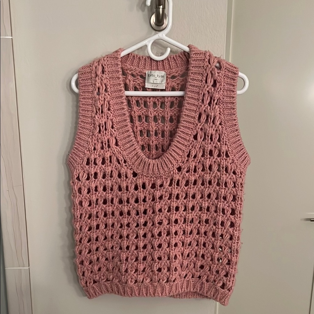 Pink Knit Sweater Vest by Forte_Forte